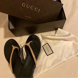 Gucci Crocodile Leather Thong Sandals